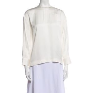 Sandro Crystal- Embellished Satin White Blouse